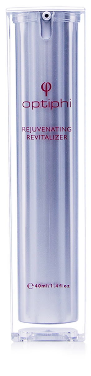 Produktfoto: Pumpflasche mit roter Aufschrift Rejuvenating Revitalizer. Intensives Anti- Aging