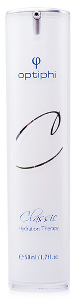 Produktfoto: weiße Pumpflasche mit blauer Aufschrift Hydration Therapie. Nährende Feuchtigkeitscreme für Tag und Nacht