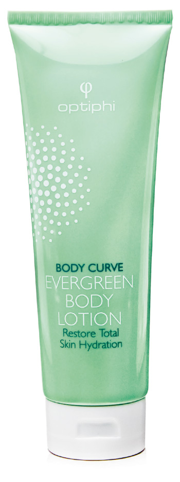 Evergreen_Body-Lotion Produktfoto: Evergreen Body Lotion. Grüne Tube mit 250ml oder 490 ml Körperlotion für eine vitale, gesunde Haut