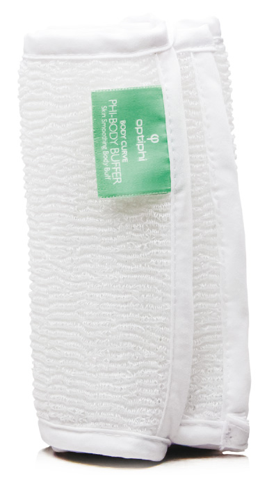 Hautglättendes Poliertuch Produktfoto: Body Puffer weißes Tuch für Körperreinigung und Peeling